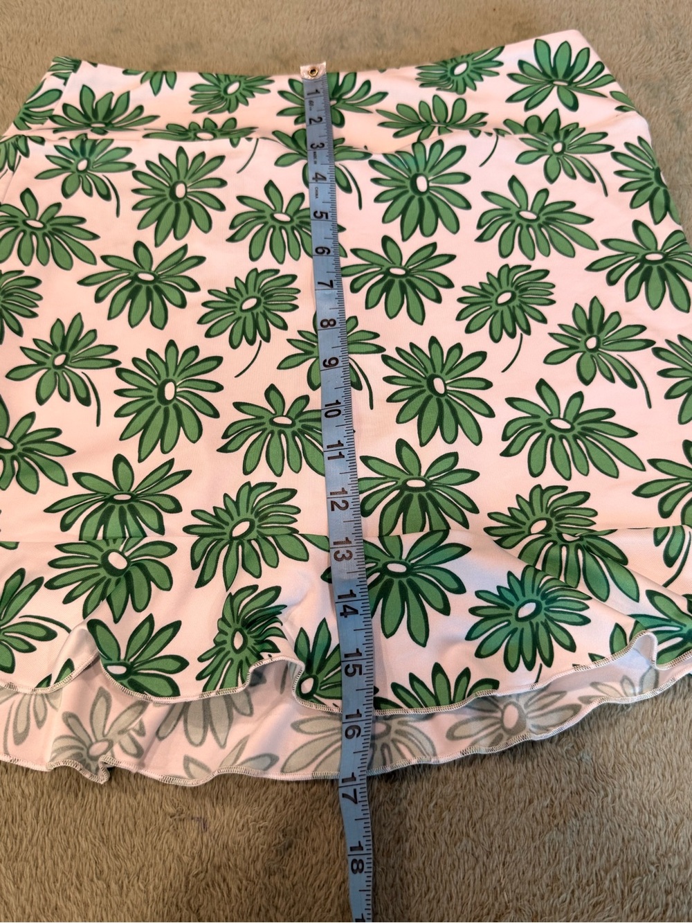 Golftini Girl Power Long Ruffle Skort Skirt XS Green Floral Golf NWT - Picture 15 of 16